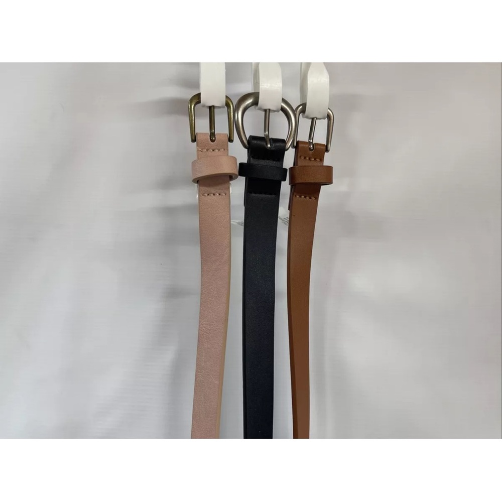 Women’s Time and Tru 3Pack  Dress Casual leather Like Skinny Belts , 3/4”  Large